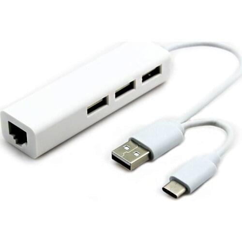 USB2.0+USB 3.1TYPE C dual plug to USB2.0 three-port HUB plus 1 network port RJ45
