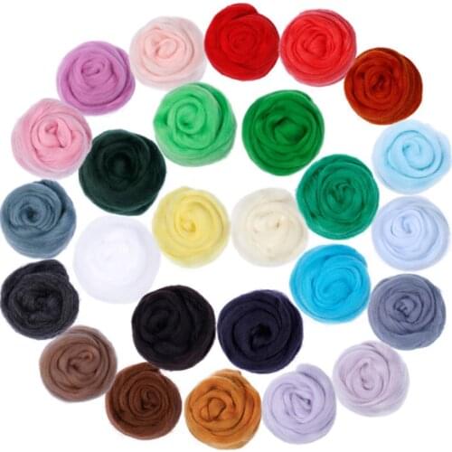 MIUSIE 26 Colors Felting Wool Soft Wool Fibre Roving Wool for Needle Felting and Handcraft DIY Doll Suitable for Women Beginner