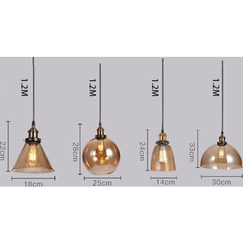 Vintage Clear/Tea color Glass Shade Pendant Lamp Cord 1-1.5m Wire Modern Dining Room Foyer Pendant Light E27 110*240V