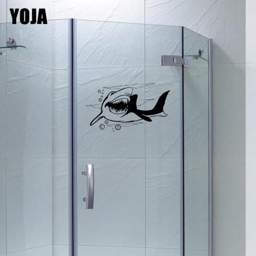 YOJA 15x26.1CM Bathroom Decals Decorated Scary Shark Home Room Wall Stickers G2-0560