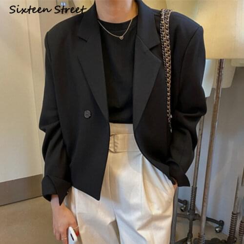 Jacket Women Autumn Simple Lapel Button Casual Loose Solid Long Sleeve Ladies Tops Blazer Women 2021 Fashion Korean Style Chic