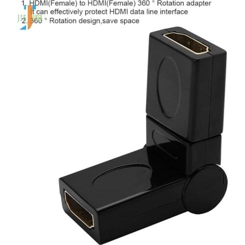 100pcs/lot HDMI Female To Female Rotation 360 Degree Adapter Coupler Connector Converter for HDTV 1080P HDMI Adapter Black
