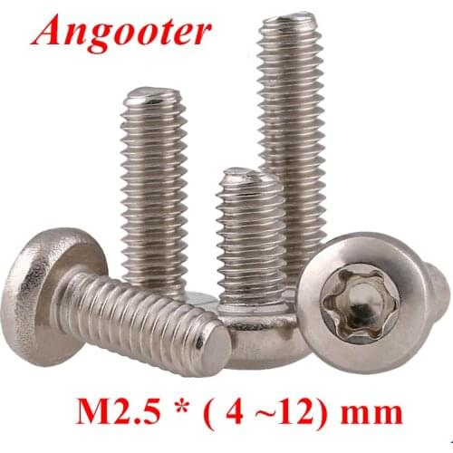 100pcs M2.5 Torx pan round head screw GB2672 six lobe 304 stainless steel Pan head torx machine security screw Anti-theft screws