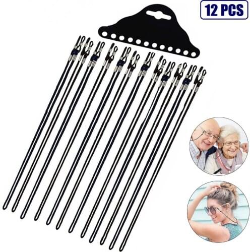 12pcs Black Glasses Straps Sunglasses Chain Neck Cord Lanyards Reading Spectacles Sun Glasses Mask Holder Eyewear Retainer
