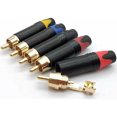 12Pcs/lot Good Quality RCA welding Thread Gold Plated RCA Connector RCA Male plug adapter for Audio Vidiod Wire Connector plug