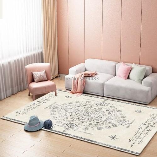 200*300cm Fashion Modern Gray and White Nordic Ethnic Style Living Room Bedroom Bedside Carpet Floor Mat Customization