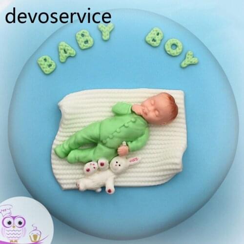 Baby Boy Girl Doll Bear 3D Silicone Soap Mold Baby Shower Party Fondant Cake Decorating Tools Chocolate Candy Pudding Moulds