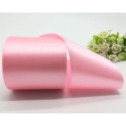 5Yards/lot 4" 100mm Pink Silk Satin Ribbon Polyester Ribbon Wedding Christmas Party Decoration DIY Gift Packing