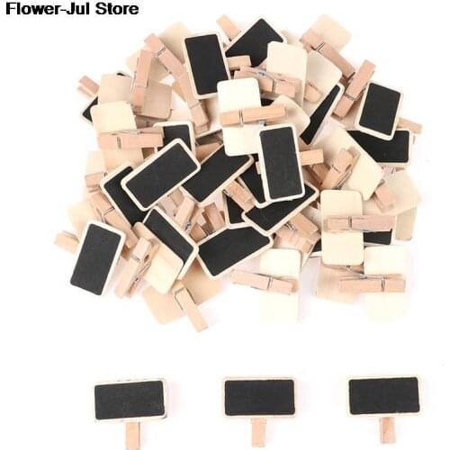 50 Mini blackboard wood message slate rectangle clip clip panel card memos label