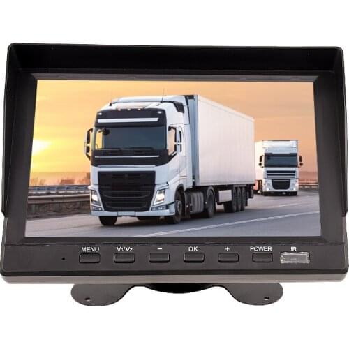 7inch AHD Car Monitor Backup Rear View Monitor Max Support 1080P AHD Camera with Sun Hood Visor RCA