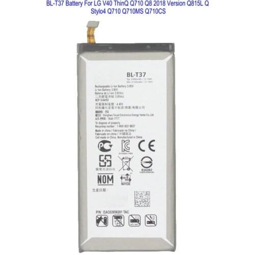 1x 3300mAh 12.7Wh BL-T37 BLT37 Battery For LG V40 ThinQ Q710 Q8 2018 Version Q815L Q Stylo4 Q710 Q710MS Q710CS Bateria Batterij