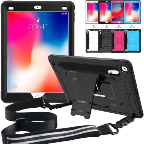 Case for New iPad 9.7 2017 2018 Cover with Kickstand,Pencil Holder and Shoulder Strap Cover+screen protector film+pen 4 colors