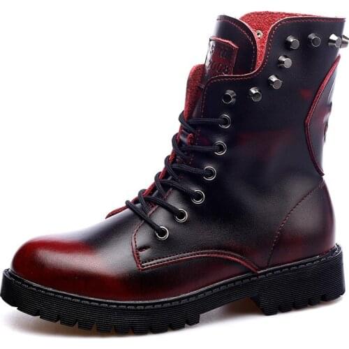 CudddlyIIPanda Autumn Winter Combat Boots for Women Chelsea Boots Retro British Style Rivets Genuine Leather Locomotive Boots