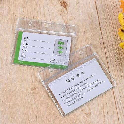 3pcs/lot Horizontal Type Transparent Vinyl Work Staff ID Card Holder Badge Holder for Office Hospital Supplies Accessories