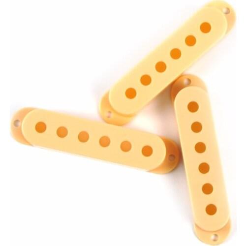 FLEOR 3pcs Plastic Electric Guitar Single Coil Pickup Covers Yellow for Strat Guitar Parts