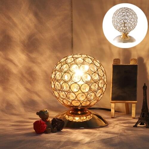 Crystal Table Lamp Home Bedroom Bedside Lamps Small Night Light Desktop Lamp E27 Metal Lights(without Bulb)