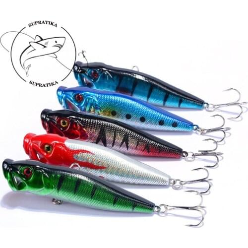 95mm/12.8g Artificial Popper Floating Wobblers Fishing Lure Hard Bait 3D Eyes Anti-Corrosion Bionic Plastic Fishing Bait
