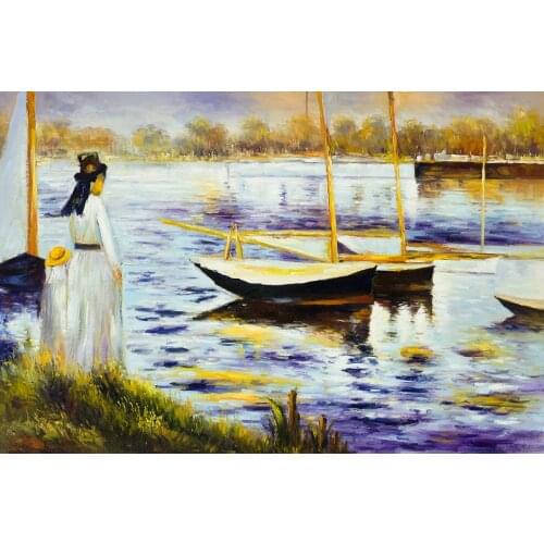 Gallery Art Painting The Banks Of The Seine At Argenteuil by Edouard Manet Ship Painting for Living Room Home Decoration