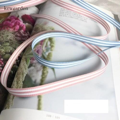 Kewgarden 3/8" 10mm Contrast Color Stripe Satin Ribbons Handmade Tape DIY Bowknot Clothing Decoration Accessories Riband 8m/lot