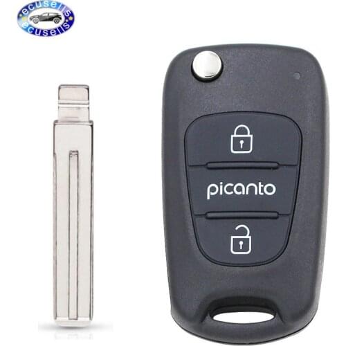 3 Buttons Flip Folding Key Shell Blank Remote Fob Case For Kia Picanto