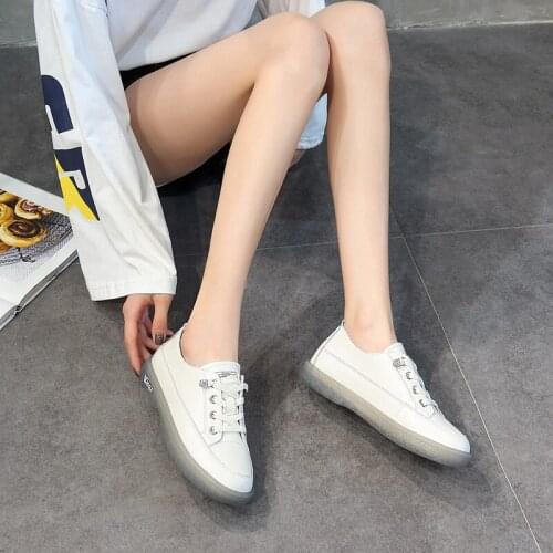 Leather flat womens shoes white shoes