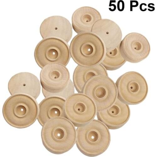 50pcs Round Wooden Small Wheels Toy Accessories DIY Handmade Crafts Supplies For Kids Children DIY Wheel Model Accessories