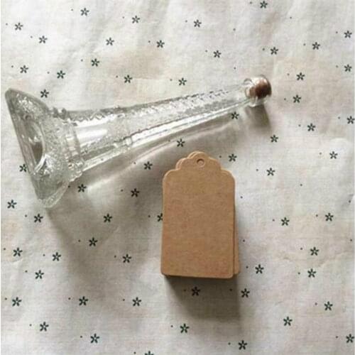 4*8cm Kraft Paper Square Flower Head Design Small Label Dress Gift Handmade Sewing Tags 100pcs/lot