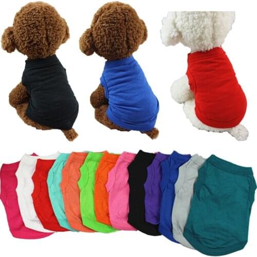 Summer Dog Clothes Pet Cat Vest Pure color Pets t shirt Cotton T Shirt Sweatshirt Clothes for Small Dogs Costume for Free DIY