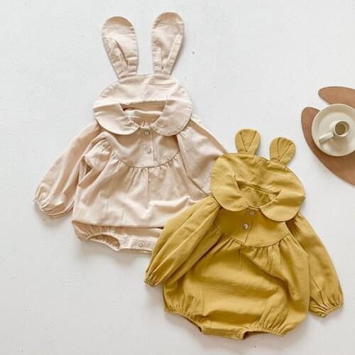 Spring Autumn Baby Girls Clothes Toddler Baby Girl Cotton Long Sleeve Romper Lovely Solid Color Infant Baby Girls Jumpsuit