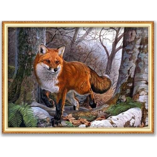 Animal Fox DIY Embroidery Cross Stitch 11CT Kits Craft Needlework Set Cotton Thread Printed Canvas Home Decoration Dropshipping