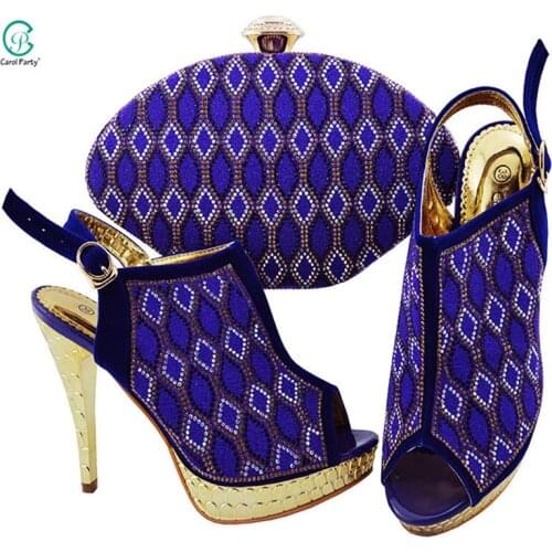 Royal Blue Women Shoes and Bag to Match Fashion Design Nigerian Italian Style Matching Shoes and Bag Set for Party
