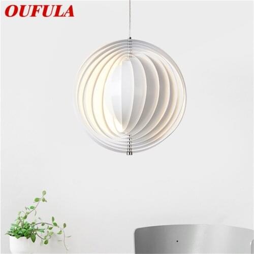OUFULA Pendant Light Modern Creative White LED Lamps Fixtures For Home Decorative Dining Room