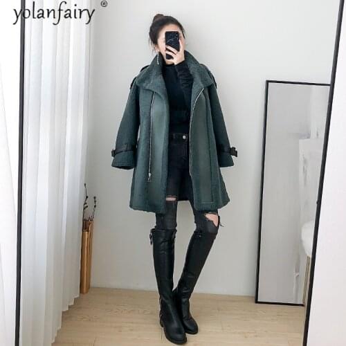 Sheep Shealring Real Fur Coat Female Winter Jacket Women 2020 Thick Warm Wool Coats Women Motorcycle Womens Jackets Casacos