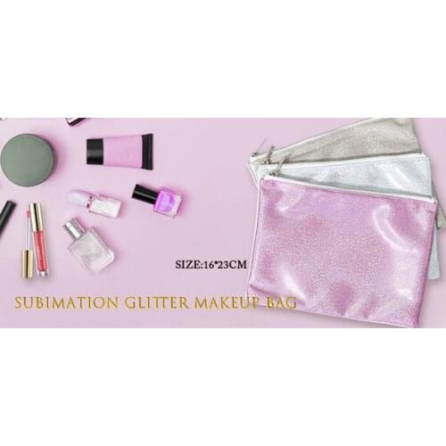Blank glitter bag Sublimation heat press DIY print makeup bag 10 pieces/lot