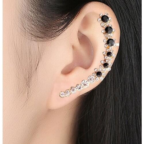 1 Pcs Single Rhinestone Left Ear Clip Sparkling Metal Stud Earring for Women Fashion Chic Elegant Clip Earrings Jewerly