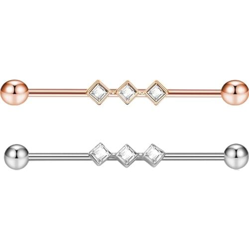 JUNLOWPY Silver Rose Gold Industrial Piercing Body 14G Surgical Steel Ear Barbell Earring Scaffold Cartilage Helix Conch 50pcs