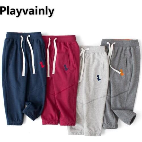 2021 Spring New Boys Girls Pants Leisure Pants for Children Dinosaur embroidered sport pants Kids Clothes E5002