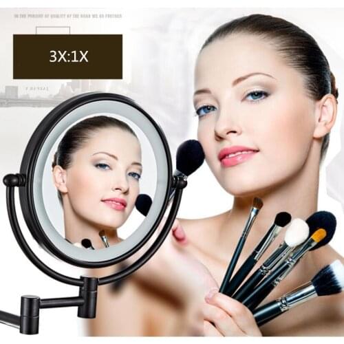 Dressing Mirror 8 inch two side 3X /1X Wall Mounted Magnifying Mirror LED Mirror Folding Makeup Mirror Cosmetic Mirror Lady Gift