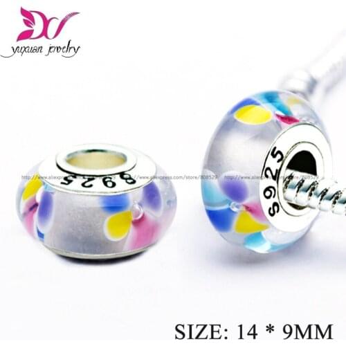 2016 Spring New 925 Sterling Silver black and white color Murano Glass Beads Fit European Beads Bracelets DIY Jewelry Making H10