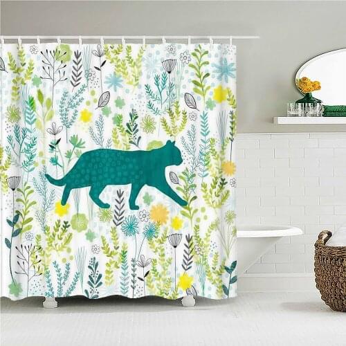 Plant leaves Shower Curtain Bathroom Waterproof Polyester Leopard Zebra Bird Animal 3D Printing Curtains for Bathroom Shower