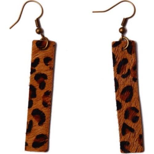 Rainbery 2021 New Leopard Real Leather Statement Earrings for Women Brand Jewelry Long Drop Dangle Earrings JE0875