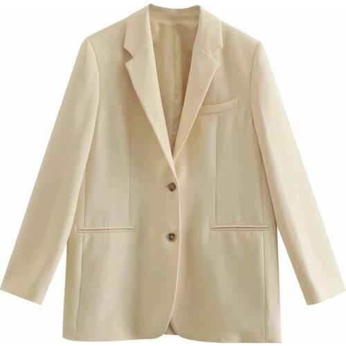 Blazer jackets slim 2021 spring and autumn new womens pure color temperament ladies button lapel pockets straight suit jacket