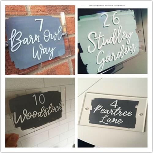 House Sign Plaque Door Number Street Acrylic Name Modern Personalised Address