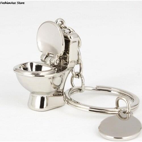 1Pcs Cute Bathroom Cute Creative Gift Trinket Key Chain Mini Toilet Key Ring Chain Classic 3D Keychain