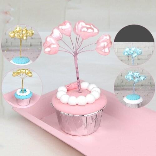 10pcs Pearl Color Cake Decorating Tools Small Balloon Love Star Happy Birthday Cake Topper Wedding Party Table Decoration
