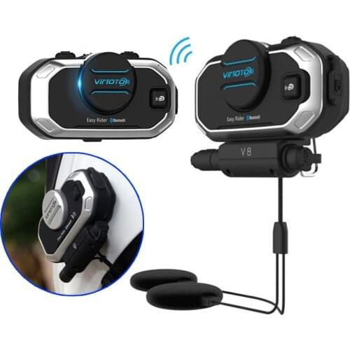 2pcs/lot V8 Motorcycle Bluetooth Helmet Intercom Motorbike BT Interphone Stereo for 2 riders Headset Radios