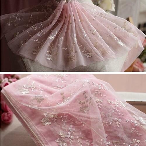2yards/lot 18cm wide Embroidered Tulle Lace trim mesh lace trim~Pink + yellow ~lovely