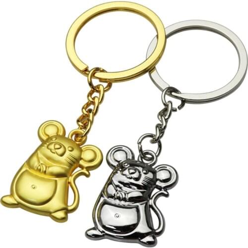 2020 New Stylish Unisex Zodiac Mouse Pendant Keychain Key Ring Car Bag Decor Festival Cute Jewelry Decor Accessory Gift