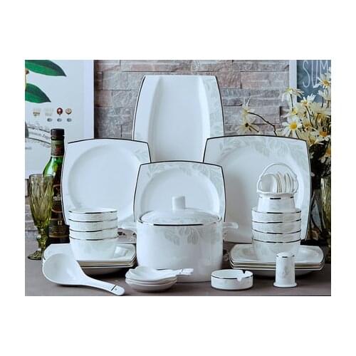 2021 Fashion Household Tableware 56 Pieces Simple Ceramic Dishes Set Tableware Bowl Dishes Dinnerware Combination Dinnerware Set