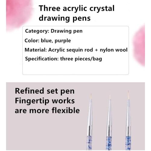3pcs/set Nail Art Line Painting Pen 3D Tips Acrylic UV Gel Brushes Drawing Crystal Liner Glitter French Design Manicure Tool
